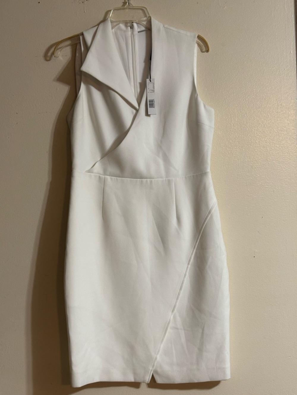 Elie Tahari White Sleeveless Midi Sheath Dress